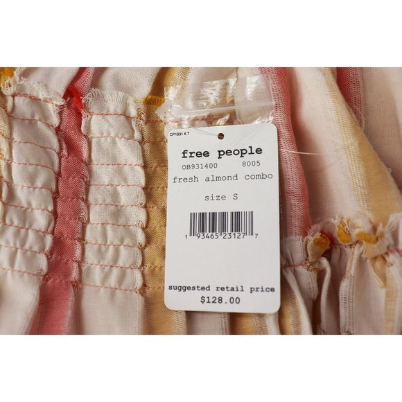 NWT Free People Do It Again Frayed Trim Mini Dress Fresh Almond Stripe Small - Picture 5 of 14